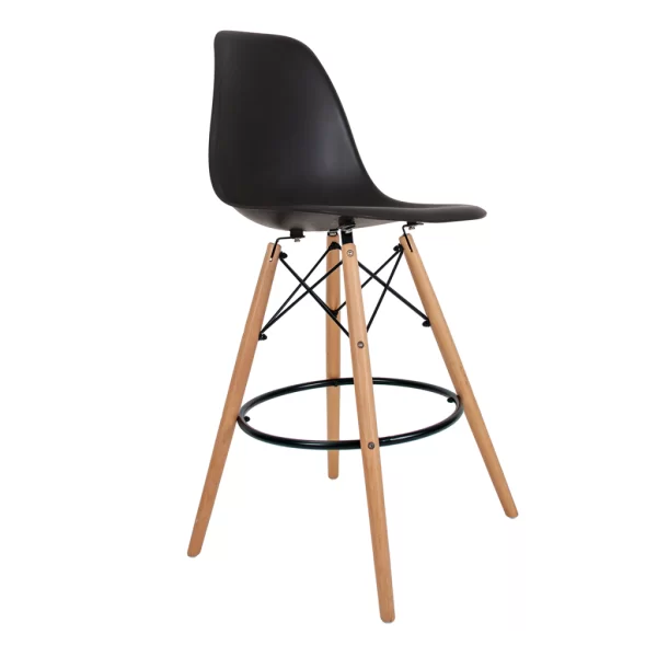 Conjunto Mesa Bistrô Preta 60cm e 2 Banquetas Eames Pp Preta