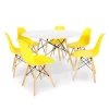 Kit Mesa Jantar Eiffel 120cm Branca + 6 Cadeiras Charles Eames Amarela