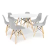 Kit Mesa Jantar Eiffel 120cm Branca + 6 Cadeiras Charles Eames Cinza