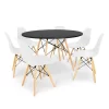 Kit Mesa Jantar Eiffel 120cm Preta + 6 Cadeiras Charles Eames Branca
