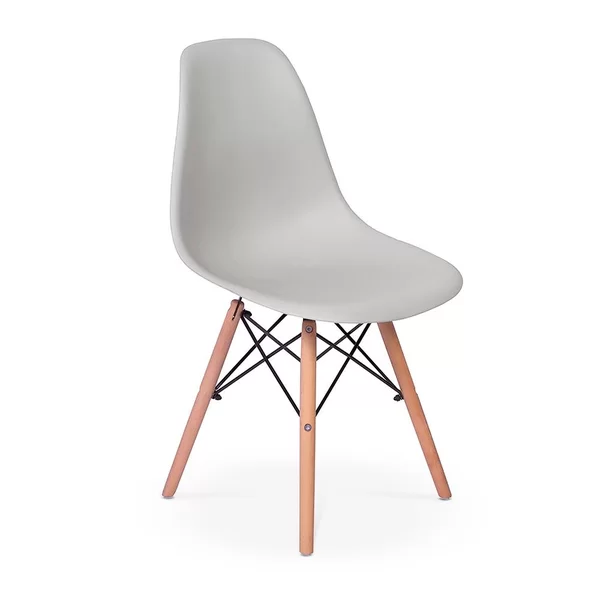 Conjunto Mesa de Jantar Eiffel 90cm Branca + 4 Cadeiras Charles Eames Cinza
