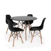 Conjunto Mesa de Jantar Eiffel 90cm Preta + 4 Cadeiras Charles Eames Preta