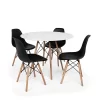Conjunto Mesa de Jantar Eiffel 90cm Branca + 4 Cadeiras Charles Eames Preta