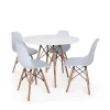 Conjunto Mesa de Jantar Eiffel 90cm Branca + 4 Cadeiras Charles Eames Branca