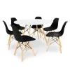 Kit Mesa Jantar Eiffel 120cm Branca + 6 Cadeiras Charles Eames Preto