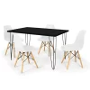Conjunto Mesa de Jantar Hairpin 130x80 Preta com 4 Cadeiras Eames Eiffel Branco