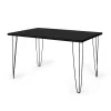 Conjunto Mesa de Jantar Hairpin 130x80 Preta com 4 Cadeiras Eames Eiffel Amarelo
