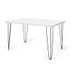 Conjunto Mesa de Jantar Hairpin 130x80 Branca com 4 Cadeiras Eames Eiffel Amarelo