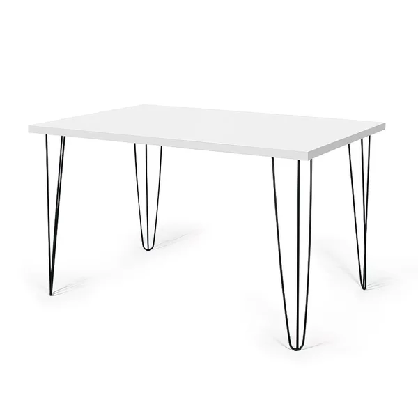 Conjunto Mesa de Jantar Hairpin 130x80 Branca com 4 Cadeiras Eames Eiffel Amarelo