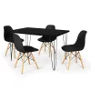 Conjunto Mesa de Jantar Hairpin 130x80 Preta com 4 Cadeiras Eames Eiffel Preto