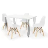 Conjunto Mesa de Jantar Hairpin 130x80 Branca com 4 Cadeiras Eames Eiffel Branco