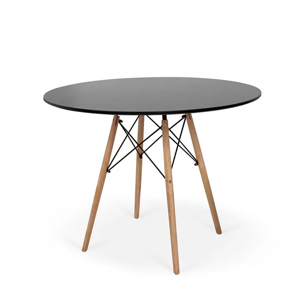 Conjunto Mesa de Jantar Eiffel 90cm Preta + 4 Cadeiras Charles Eames Branca