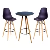 Conjunto Mesa Bistrô Preta 60cm e 2 Banquetas Eames Pp Preta