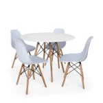 Conjunto Mesa de Jantar Eiffel 90cm Branca + 4 Cadeiras Charles Eames Branca