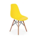 Conjunto Mesa de Jantar Eiffel 90cm Preta + 4 Cadeiras Charles Eames Amarela