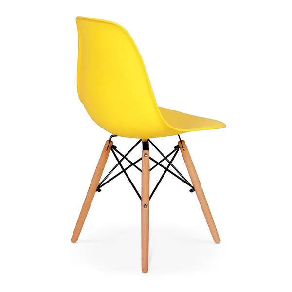 Conjunto Mesa de Jantar Eiffel 90cm Preta + 4 Cadeiras Charles Eames Amarela